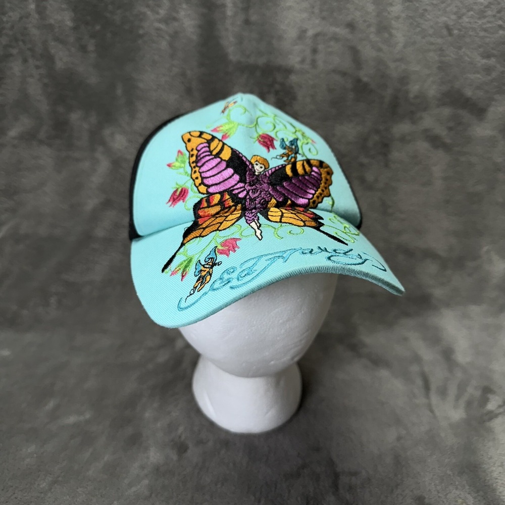 Ed Hardy Butterfly's Hat Youth Strap Back Cap Fairy Front Embroidered